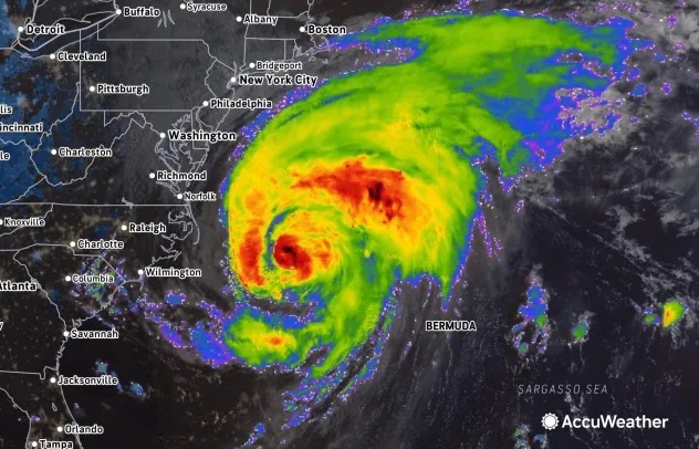 Satellite view of an Atlantic hurricane, a reminder to complete hurricane season roof preparation before landfall